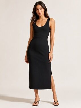 NWT Open Edit Black Sleeveless Midi Dress S